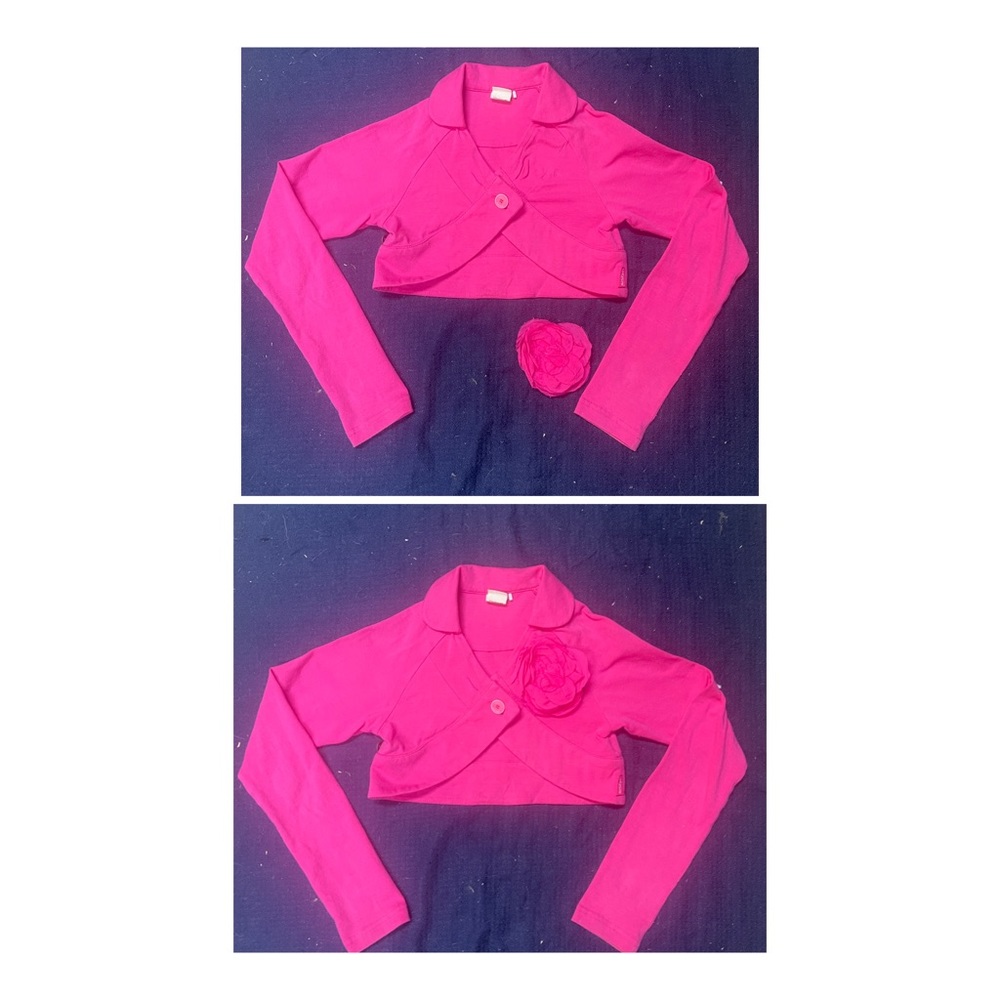 Jottum Karola Pink Ruffle CARDIGAN Shrug Girl sz 134/140 US 9-10 Removabl Flower